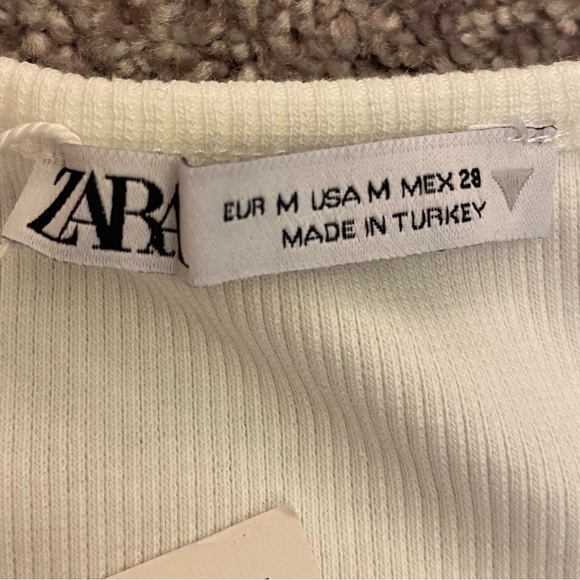 ZARA Women's Layered Top White w/ Black Metallic Sequined Mesh Size M - NWT $39 - Picture 11 of 15